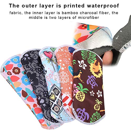 Pads For Women, Washable Reusable Pads Menstrual Waterproof Bamboo Charcoal Fiber Cloth Sanitary Pads For Sanitary Napkins Pads Menstrual Towel Mama Pad Postpartum Nursing Pads (H6-H10) #TOP1