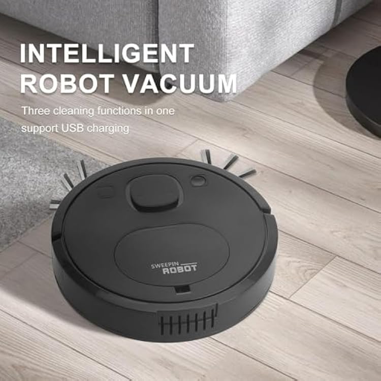 Robot Vacuum and Mop, Vacuum Robot mop Advanced Obstacle Avoidance, Aspiradora Robot Slim Design, Ideal for Pet Hair, Hard Floor,Carpet(Black) SD-8028
