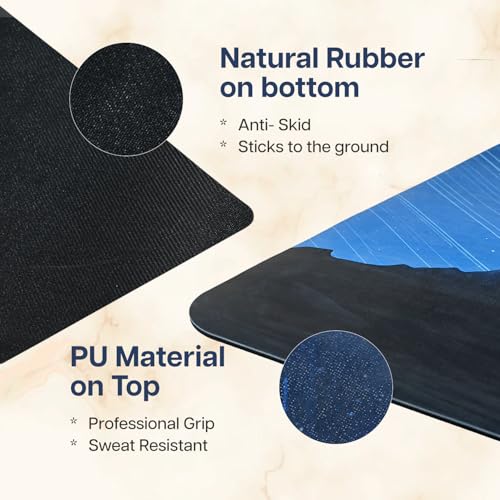 Image of WiseLife PU Natural Rubber Yoga Mat | XL & Extra Wide | Anti-Skid & Slip-Resistant | with Carry Strap - Perfect for Yoga & Workouts (Night Sky-6MM)