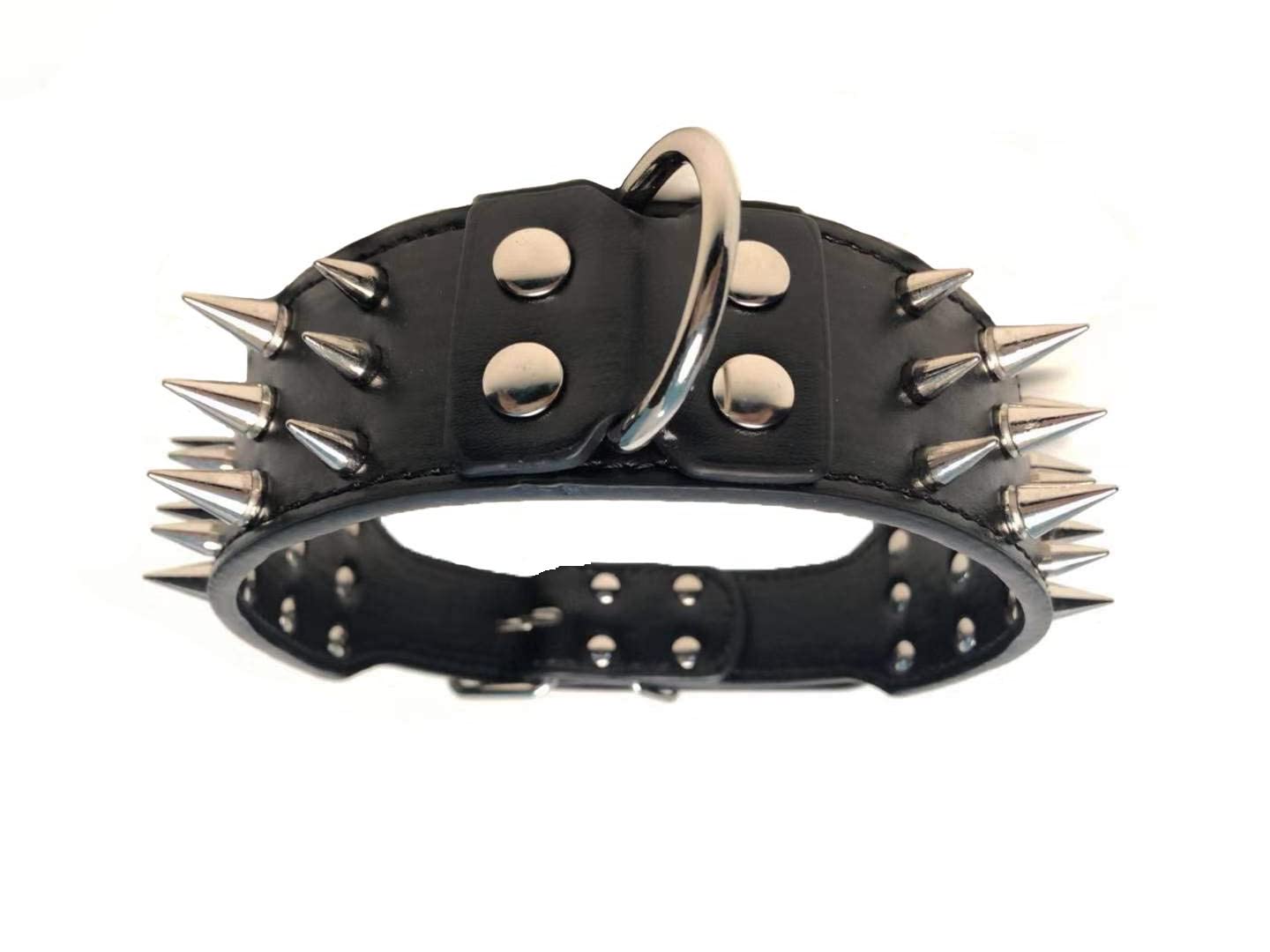 Fondle Spiked Studded Leather PU Durable Pet Dog Pitbull Mastiff Collar with D Shape Ring, Dog Neck Collar Belts for Large Dogs (B09TB8JVXS) Amazon Price History, Amazon Price Tracker
