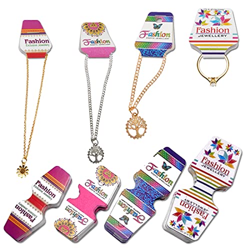 Image of DIY Crafts 75 Combo Pack, Combo Pack 4 Design, Blank White /Multi - Color Kraft Paper Jewelry Necklace Bracelet Display Hanging C(75 Combo Pack, Combo Pack 4 Design)