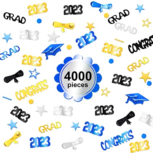 3000 Pieces 2023 Graduation Confetti Class Of 2023 Graduation Party Decorations Graduation Diploma Confetti Decorations For Grad Anniversary Party (Gold, Silver, Black, Blue, 2023 Style) #TOP3