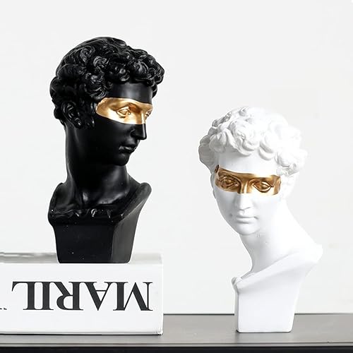 Miniatura 4 de Escultura abstracta de carácter de resina estilo griego clásico David busto estatua decoración de oficina en casa adornos