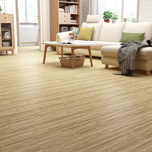 Stickyart Bamboo Flooring Vinyl Peel and Stick Floor Tile Waterproof Vinyl Flooring 36'x6' 18-Pack...