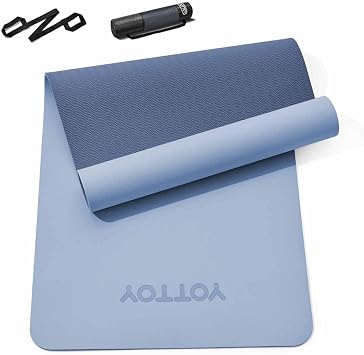Yoga Mat,Non-Slip TPE Exercise Mat1/4 Inch for Pilates, Fitness & Barefoot Workouts, Home Gym Studio with Strap & Bag