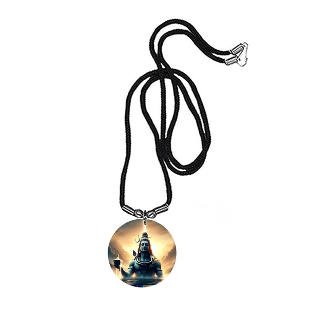 Lord Meditating Shiv Shankar Purple Acrylic Religious Pendant with Cord Chain Spiritual Hindu Devotional for Men and Women-image-1