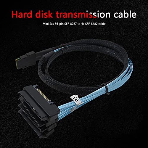Cable Mini SAS SFF-8087 a 4 SATA 0.5 m Negro miniatura 2