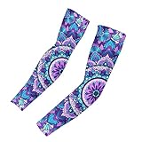 JEOCODY Kühlende Sport-Ärmel, Sonnenschutz, Armstulpen, UV-Schutz, Violetter Mandala-Druck, Large