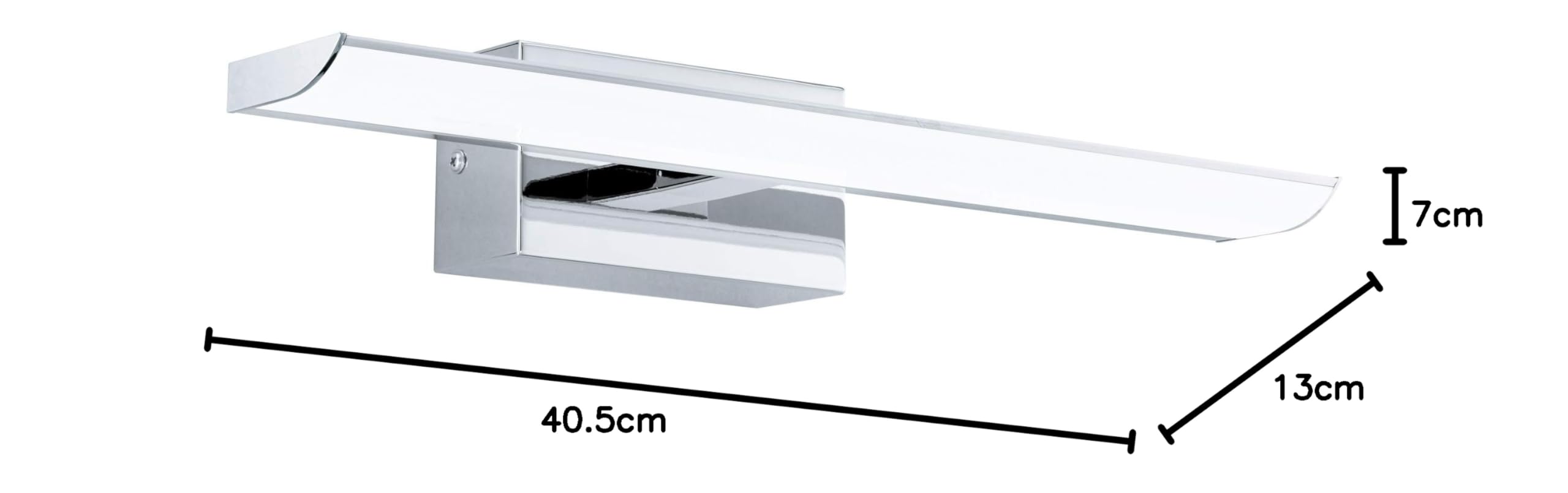 EGLO LED Wandlampe Tabiano, Spiegelleuchte, Wandleuchte aus Metall in Chrom und Kunststoff in Weiß, Badezimmer Lampe, Badleuchte neutralweiß, L 40,5 cm | aus Metall in Chrom und Kunststoff in Weiß, Badezimmer Lampe, Badleuchte neutralweiß, L 40,5 cm