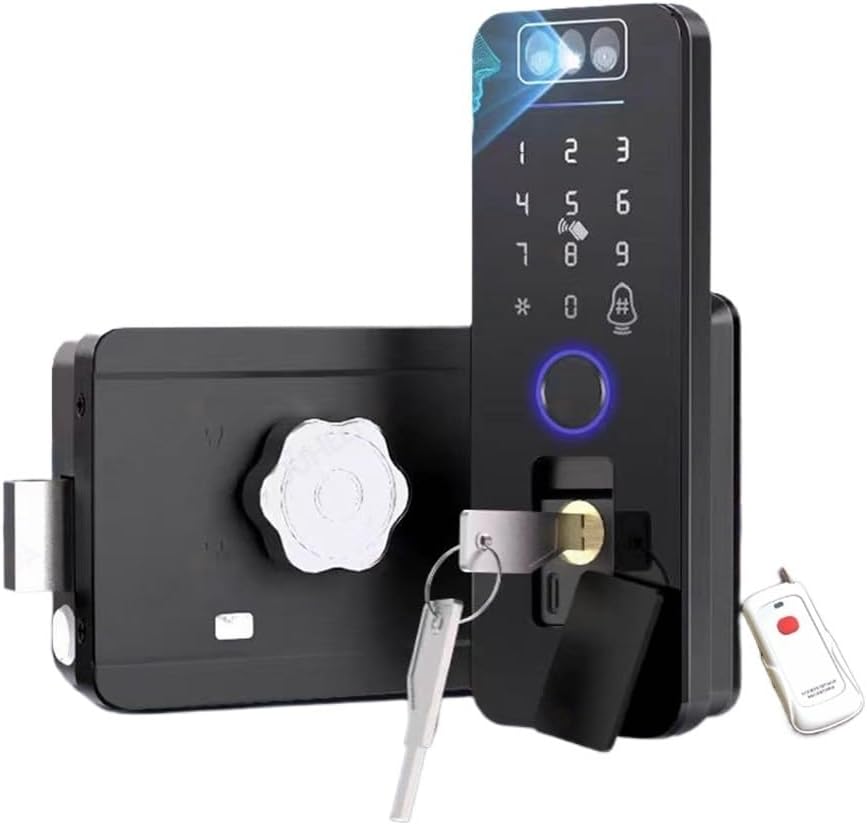 Rechargeable 3D Face Recognition Waterproof Smart Lock Digital Passcode Fingerprint Outdoor Gate Electric Rim Lock(Tuya Face RC)