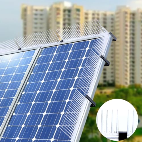 Image of Bird Spikes for Solar Panels with Stand (Pack of 10) Polycarbonate Anti-Bird Strips for Fits 30 40mm Thick Panels Effective Solar Panel Protection Solution