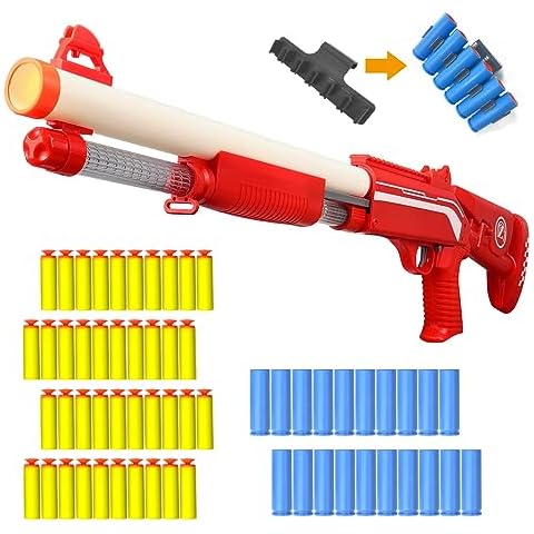 AGM MASTECH Shell Ejection Toy Rifle Lever Action Shotgun Toy Soft Bullet Foam Dart Blaster, 20 Shell, 40 Official Darts.(Red) Cover