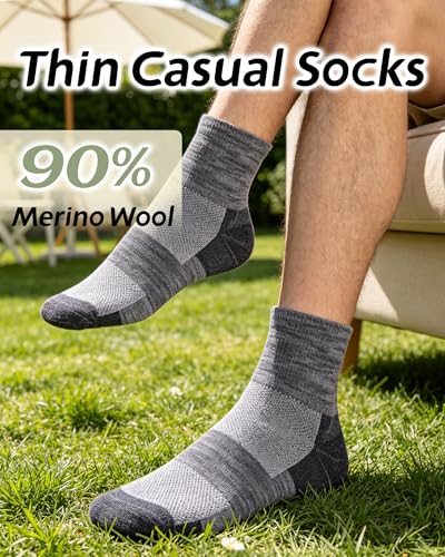 Image of 3 Pairs 90% Merino Wool Ankle Socks, Thin All-Season Casual Soft Breathable for Men Women