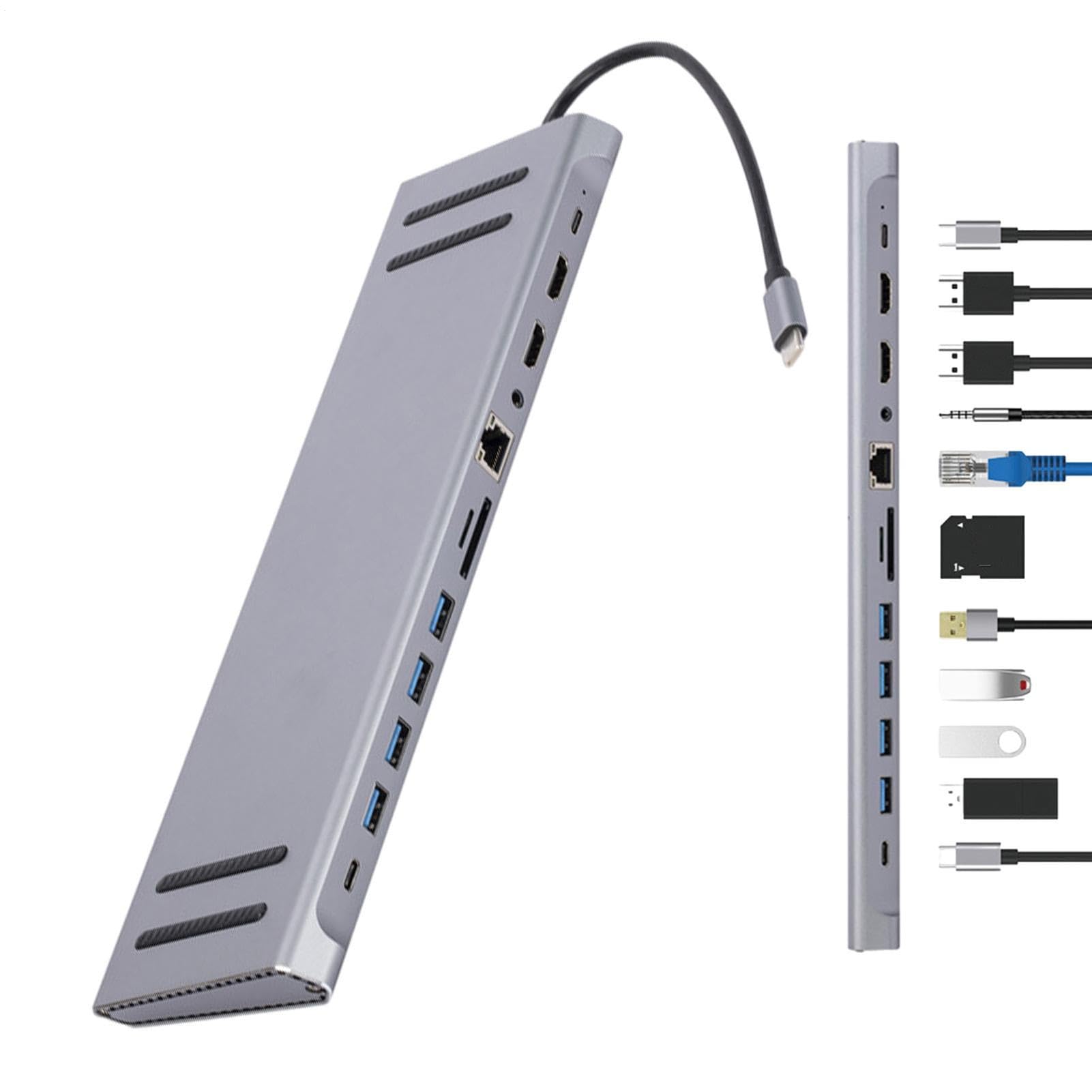 Stazione Dock per Laptop Dock per Computer, Divisore USB, Adattatore ed | Adattatore Multiporta Hub Dongle Type-C per Laptop Notebook PC Tablet Smartphone e Dispositivi