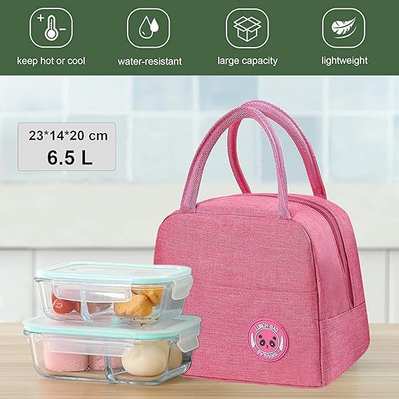 Image of Lunch Bag for Office Women Tiffin Box Bag Lunch Bag Thermal Insulated Waterproof and Reusable Lunch Bag for Men Women Office, School and Travel (Purple, Solid)