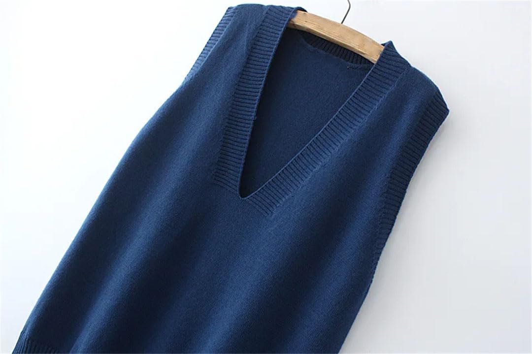 Vsadsau Femmes Grande Taille Pull Gilet Solide Col V Tricot Gilet Gilet Sans Manches Lâche Épais Gilet