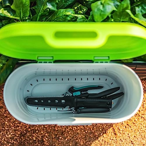 Image of Vego Garden Heavy-Duty Hanging Garden Toolbox, Weather-Resistant Durable Polymer, Holds Up to 44 lbs, Features a Rounded Lid Lime