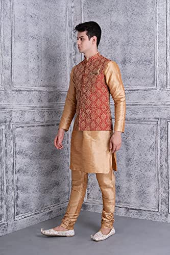 Image of Uri and MacKenzie Men's Silk Blend Kurta Pajama with Designer Ethnic Nehru Jacket /Modi Jacket