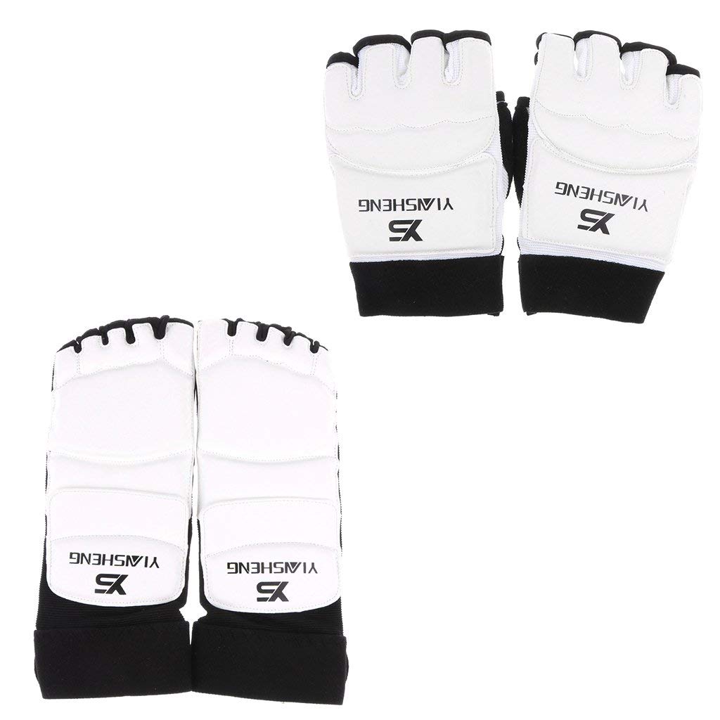 1 paire de demi-gants de protection pour les mains + 1 paire de protège-pieds pour le taekwondo, les arts martiaux, la protection des vêtements