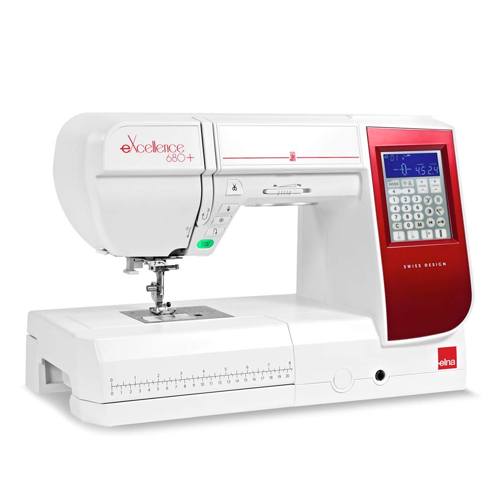 Elna Excellence 680 Plus Computer Nähmaschine rotes Design