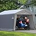 ShelterLogic 12' x 16' x 8' Garage-in-a-Box Compact Car and Small Vehicle All-Season Metal Peak Style Roof Portable Outdoor Garage, Gray (62697)