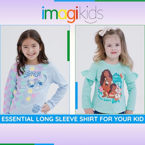 Image of Disney Girls 2 Pack Long Sleeve T-Shirts Infant to Big Kid Sizes (18 Months - 14-16)