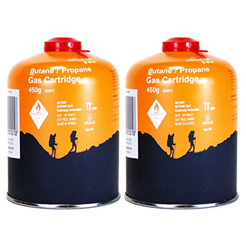 Yellowstone GA011 2 x Schraubkartusche Ventil Gas Kartusche Kocher Butan Propan 450 g