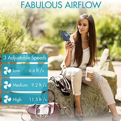 Comlife Portable Handheld Misting Fan, 3000Mah Rechargeable Mist Fan- Up To 10H Cooling & 1H Misting, Battery Operated Spray Fan For Travel, Home Office, Camping, Outdoors #TOP3