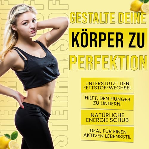 Sterrenstof Fat Burner – Frische Zitrone – Fettverbrenner Appetitzügler mit L-Carnitin, L-Tyrosin, L-Theanin, Grüntee-Extrakt, Koffein – Schnell abnehmen, Fatburner, Diät, 300 g Pulver, 50 Portionen – Bild 7