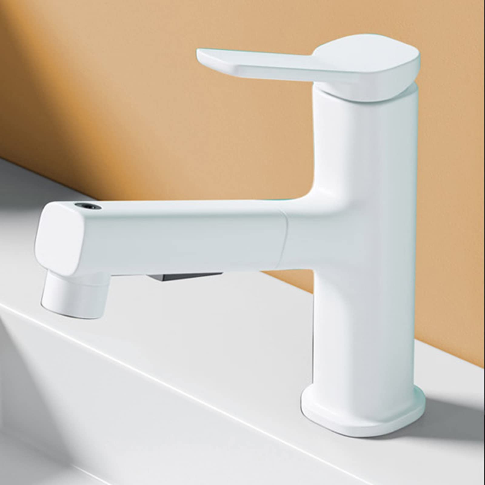 Mitigeur de lavabo eau chaude froide blanc pour routine matinale