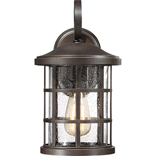 Quoizel Crusade Outdoor Wall Lantern, Coastal Armour 14.25 Inch 1-Light Palladian Bronze Wall Sconce, Clear Seeded Glass, 100W Exterior Wall Lantern Fixture, Outside Lights for Patio, Porch or Garage - Image 9