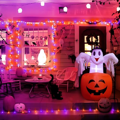Heceltt 2 Pack Halloween Fairy Lights Indoor,Total 46ft 140LED Purple and Orange Fairy Lights Battery Operated with 8 Modes for Bedroom Stairs Decorations. - image 6