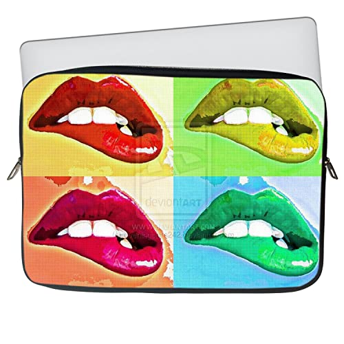 Image of TheSkinMantra Chain Laptop Sleeve Bag Compatible with Laptop /Macbooks /Chrombook /Notebook /Zbook (14.1 Inch (Chain), Hot Lips)
