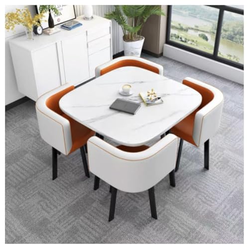 Juego de mesa de comedor cuadrada de 80 cm con 4 sillas acolchadas de poliuretano, patas de metal resistentes, muebles de cocina modernos para sala de estar, oficina, restaurante, comedor, decoración
