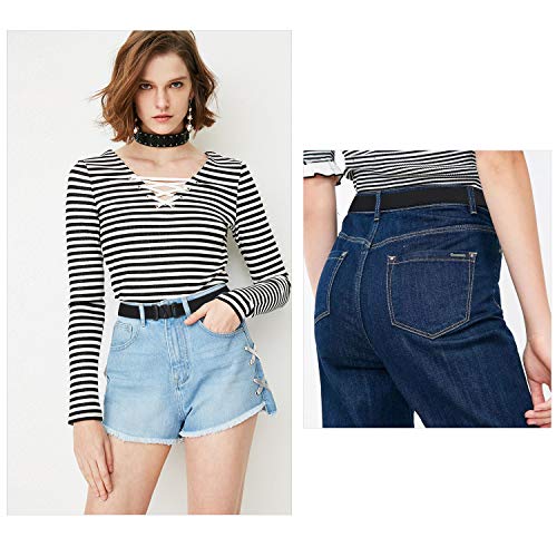 SUOSDEY Women Invisible Belt, Comfortable Adjustable Stretch No Show Belt with Flat Buckle2