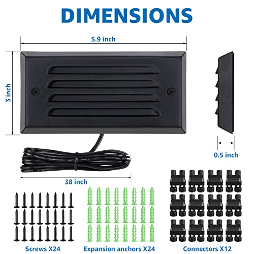 Image of SUNVIE LED Low Voltage Step Lights 3000k Step Light Outdoor 5W Low Voltage Deck Lights with Horizontal Louver Faceplate Deck Stair Light for Stairs Fence Post Fastlock2 Connectors Included, 12 Pack