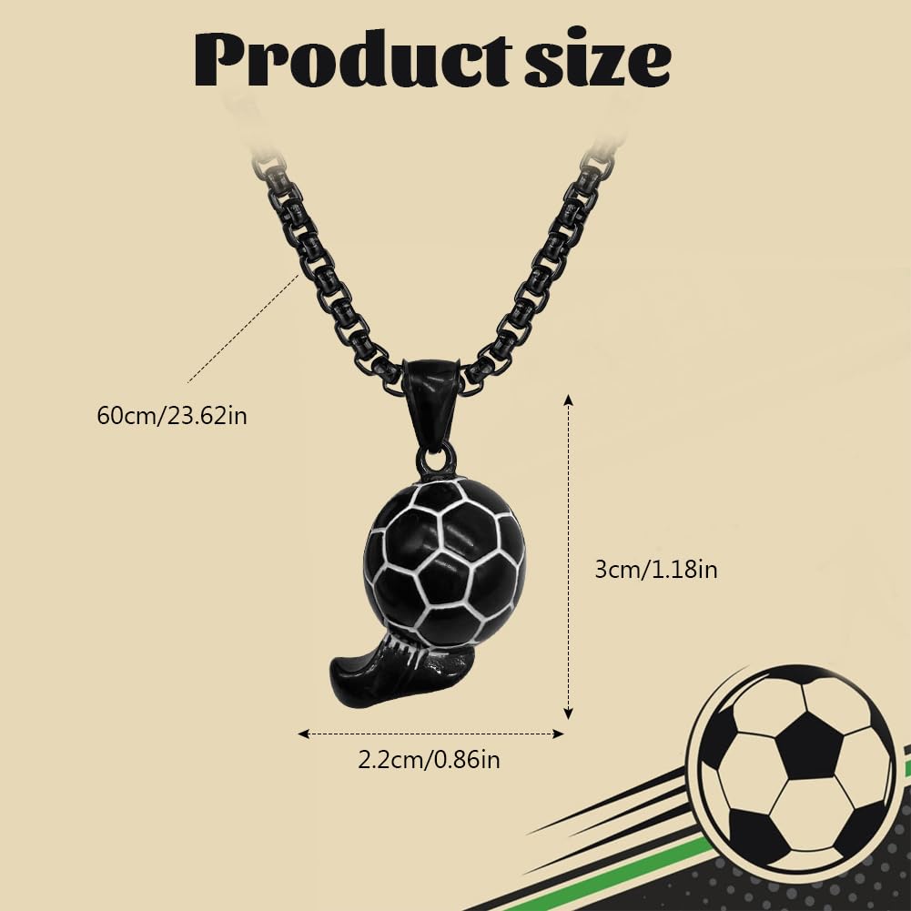Regalo Futbol Niño Cadena Joyería 23 Pulgadas Negro