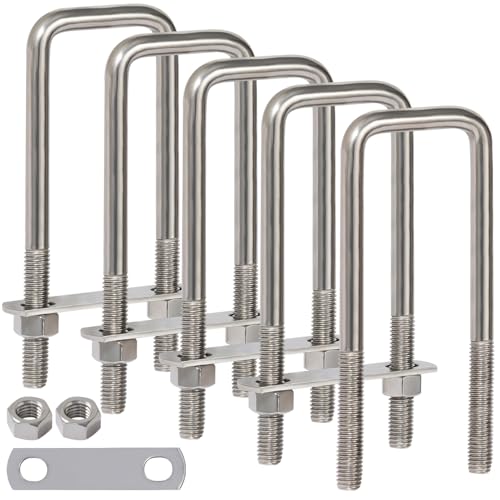 Image of LIONMAX U Bolts 2 Inch Wide, 5 Pack, 1 /2 inch D x 2-1 /16 inch W x 6-5 /16 inch L, M12