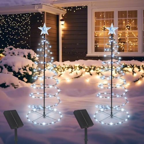 2 Pack 29 Inch Spiral Solar Christmas Tree Lights - image 1