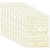 1730 Alphabet Letter Stickers, 10 Sheets Self Adhesive Monogram Stickers Upgraded Cute Handwriting Letter Vinyl Stickers for DIY Crafts Art Making Cards Notebook Decor (Glitter Gold, M)