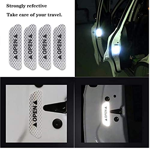 Image of Car Reflective Stickers Night Visibility Warning Reflective Door Open Sign Tape Universal Adhesive for Auto 9.5 x 2.5cm (White) 4 pcs for Toyota Etios Liva New