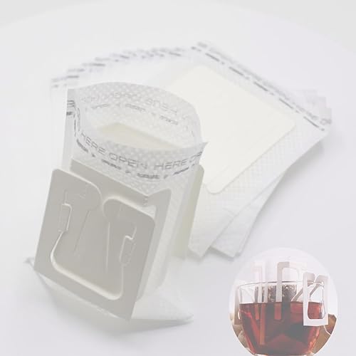 Paquete de 50 bolsas de café portátiles para colgar en las orejas, bolsa de papel desechable de filtro de café de una sola porción para viajes,