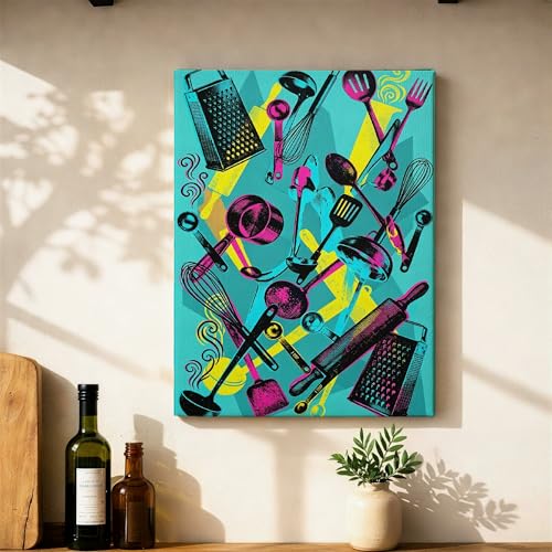 Toile murale abstraite moderne turquoise pour égayer un mur blanc triste