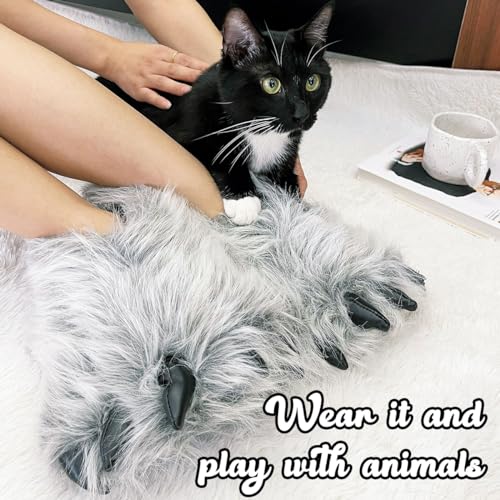 Caramella Bubble Cute Fuzzy Animal Paw Slippers Fluffy Animal Claw Slippers Soft Funny Monster House Shoes for Adults Women for Vacation Birthday4