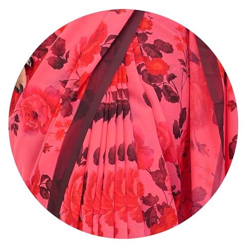 Image of MIRCHI FASHION Saree for Woman Georgette Floral Printed | Lightweight Comfortable Sari for Regular Social Wear and social visits