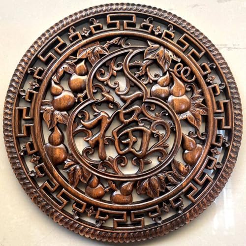 Gourde circulaire en bois sculpté Fortune FENNYYAR objet déco suspendre 38cm maison