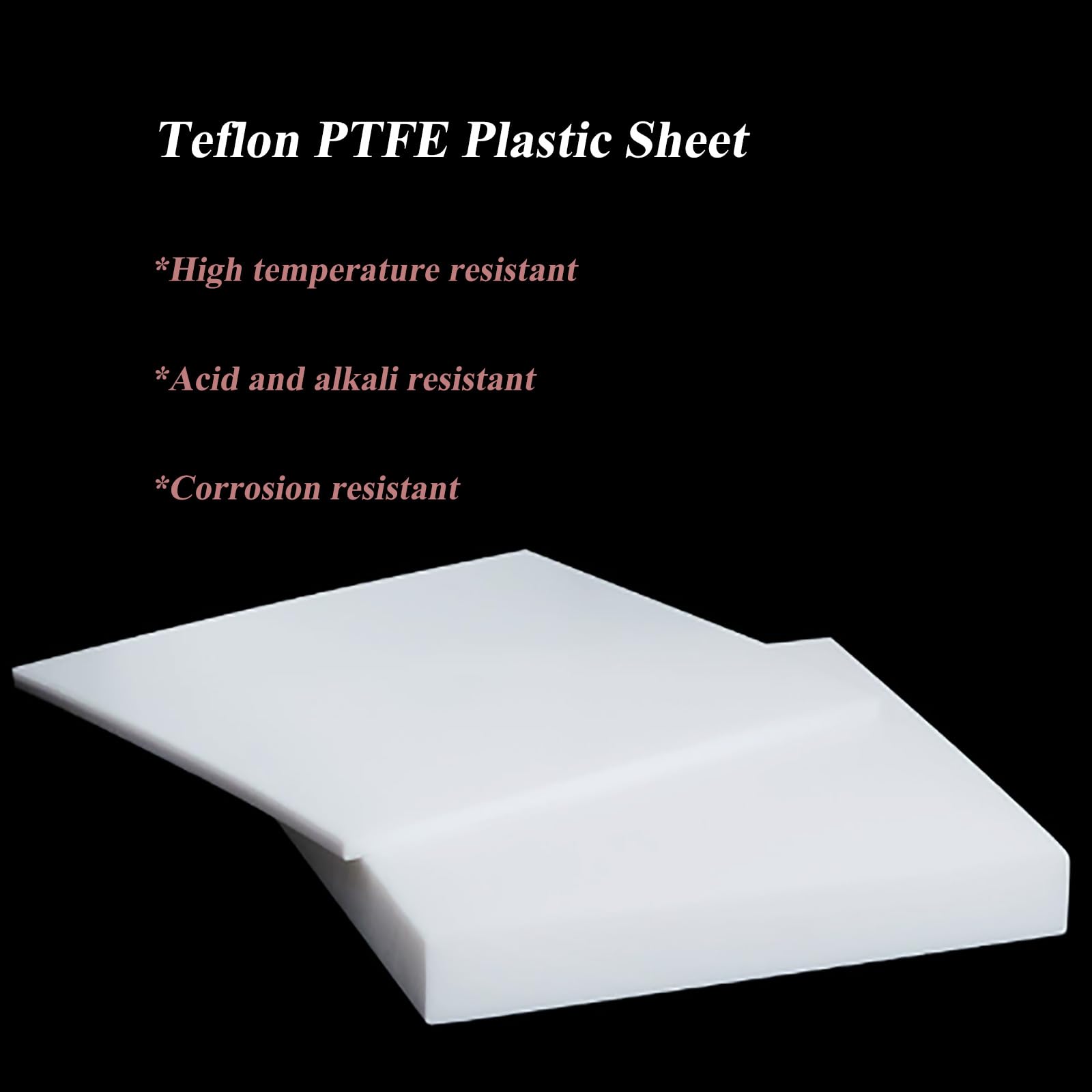 Foglio di plastica PTFE Teflon 200 mm x 200 mm, spessore 5-8 mm, for meccanica, chimica, elettronica, 1 pezzo, 5 mm(8mm)