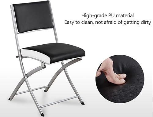 Miniatura 5 de Cómodas sillas plegables silla plegable portátil cómoda silla plegable asiento tapizado con brazos ergonómico silla trasera silla de cuero silla de