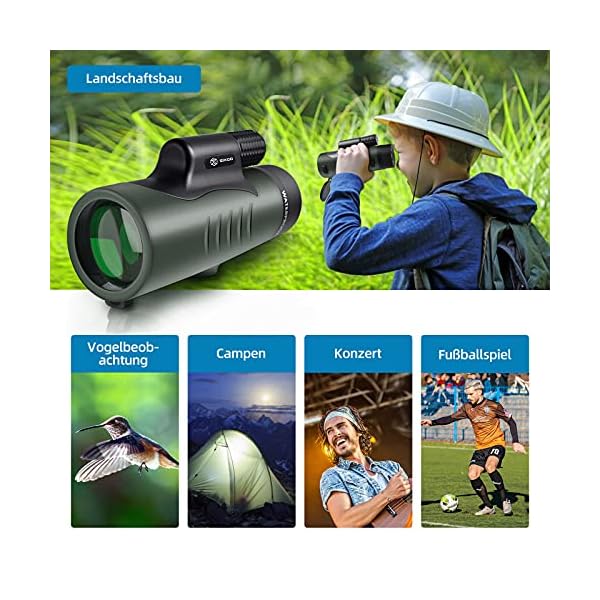 Monokular Teleskop 12x50 SIXGO HD Zoom Monokular Fernrohr Mit Smartphone Halter Stativ Wasserdichtes Monokular FMC BAK4… – Bild 6
