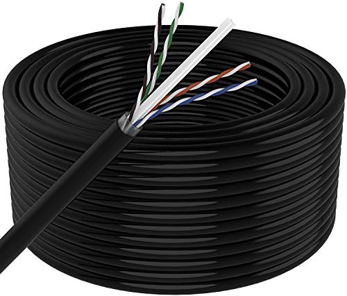 Image of MutecPower 100m CAT6 Outdoor Waterproof Direct Burial Ethernet Network Cable - UTP - CCA - 550 Mhz - Black 100 Meter with Crimping Tool RJ45 connectors and Cable Ties